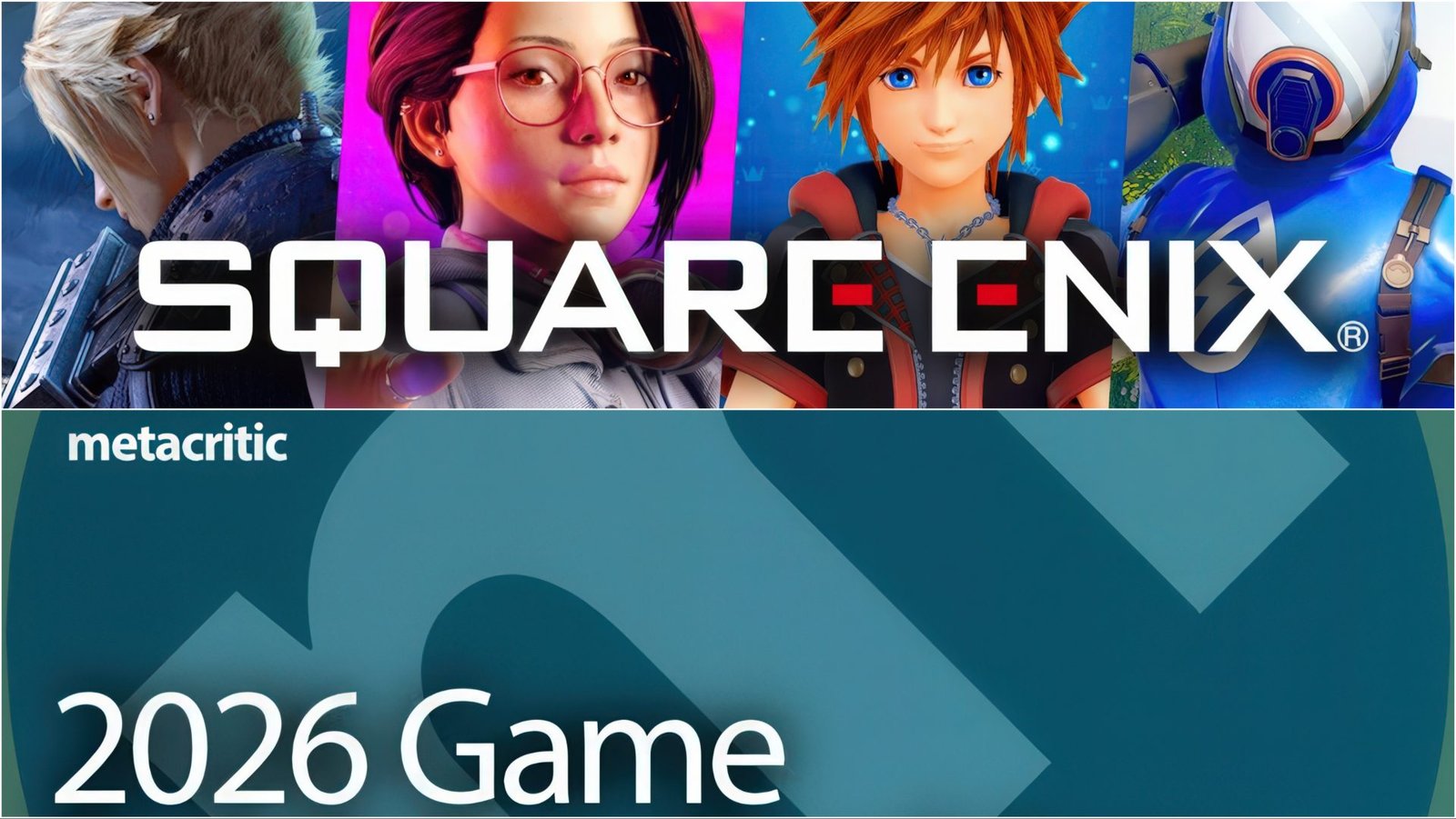 Square Enix's logo on a colourful background, representing the company's vibrant and engaging games, with a focus on UK gaming and Metacritic rankings