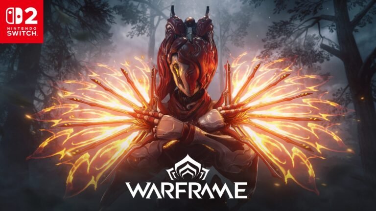 Warframe's futuristic sci-fi universe on Nintendo Switch 2, with a focus on cooperative gameplay and regular updates, including The Shadowgrapher update, which brings new content to all platforms, and cross-platform support, allowing players to play with friends across devices, in the UK