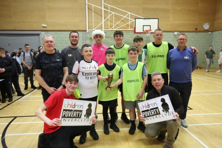Pupils playing football for charity