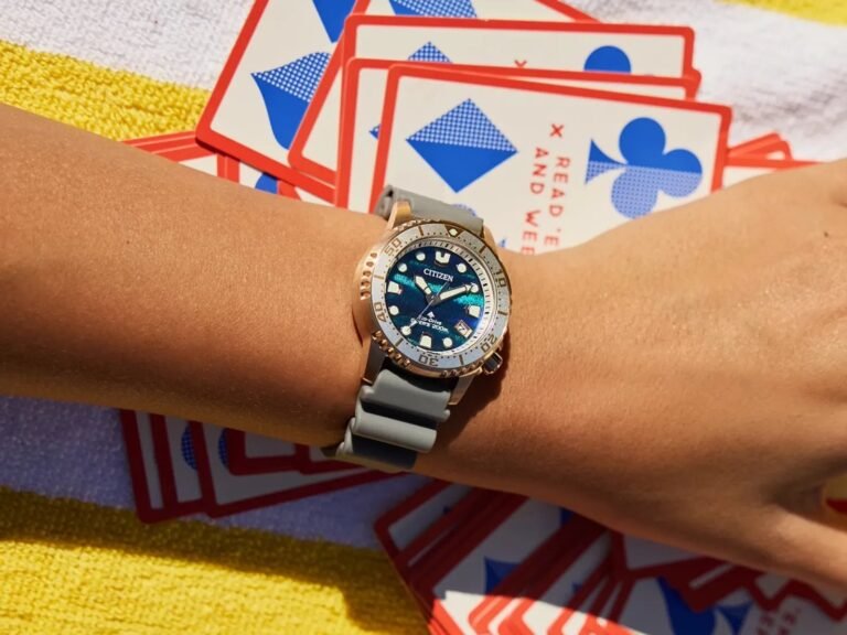 The Citizen Promaster Dive watch features a unique colour-shifting dial, a unidirectional bezel, and a durable water-resistant casing, making it a must-have for diving enthusiasts and watch collectors in the UK