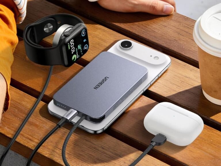 The Ugreen MagFlow Air Qi2 ultra-slim magnetic power bank with integrated cable, available in various colours, is a sleek and portable charging solution for smartphones and other devices, featuring a 10000mAh capacity and 15W fast charging