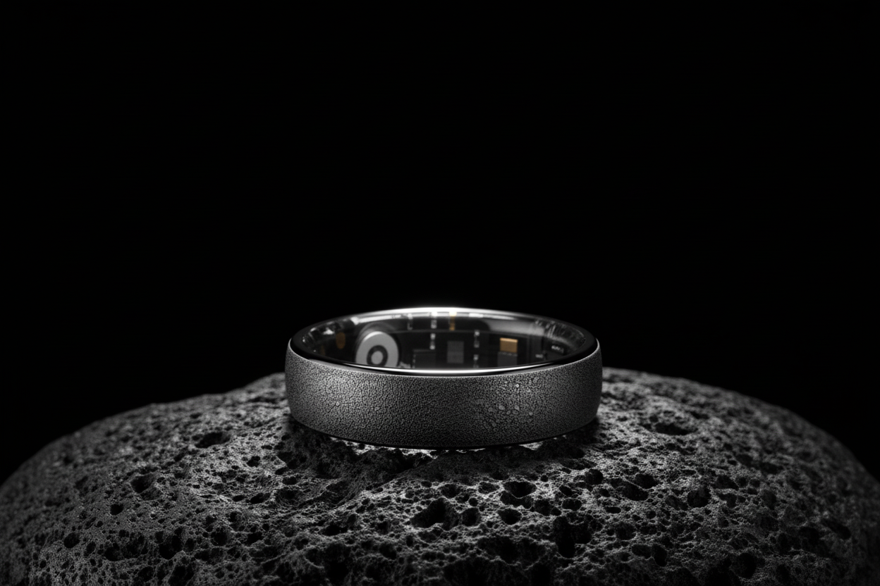 The Smalth Titanium Lava smart ring features a unique volcanic texture and is designed for comfort and durability, making it an ideal choice for anyone in the UK looking for a high-quality smart ring with advanced health tracking capabilities