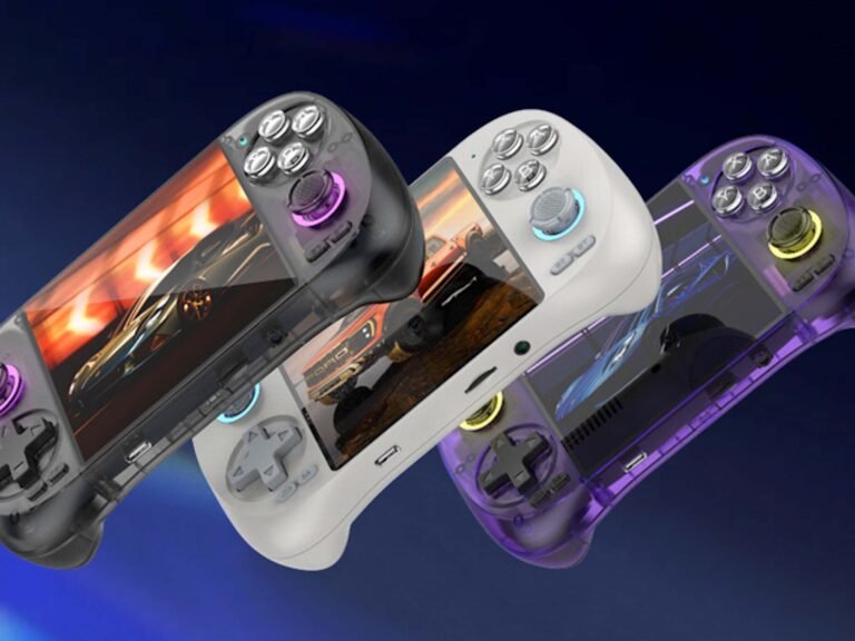 The D40max gaming handheld features a unique display aspect ratio and comprehensive control layout, running Android and supporting retro emulation for the ultimate portable gaming experience in the UK