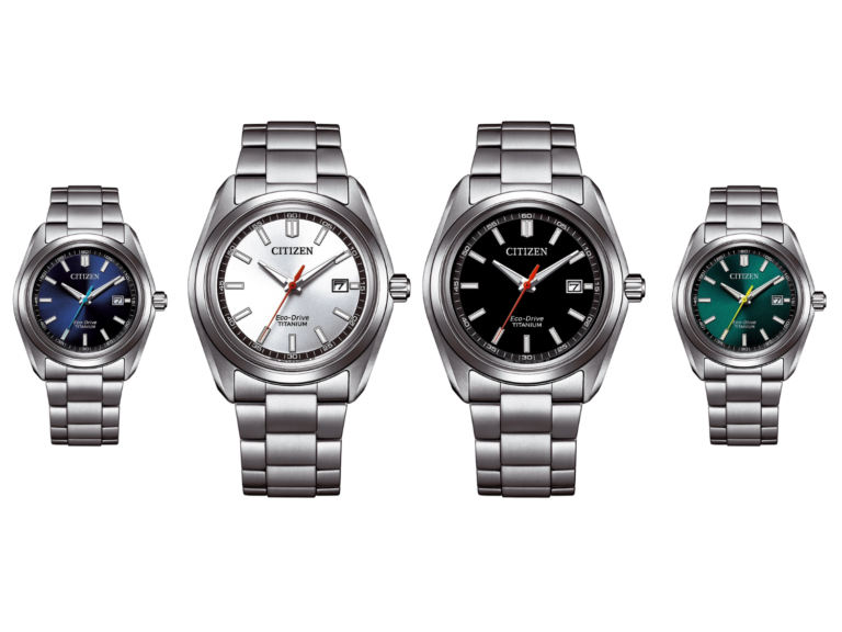 Citizen's new slim titanium watches with Eco-Drive J810 caliber, featuring a 40 mm case size and 9.49 mm profile, available in four dial colours for the European market, showcasing the brand's commitment to innovation and quality