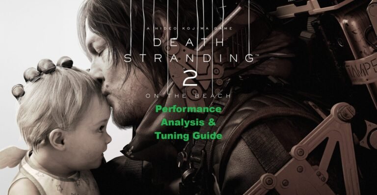 A screenshot of DEATH STRANDING 2: ON THE BEACH gameplay, showcasing the game's stunning visuals and immersive gameplay, with a focus on UK gaming and PC performance optimization