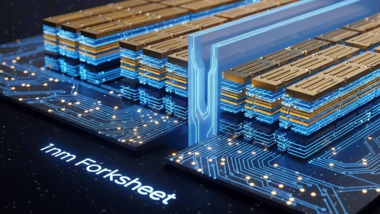 A diagram of Samsung's 1nm process, showcasing the fork sheet technology and its potential to pack more transistors within the same chip area, leading to significant improvements in performance and efficiency in the UK semiconductor market