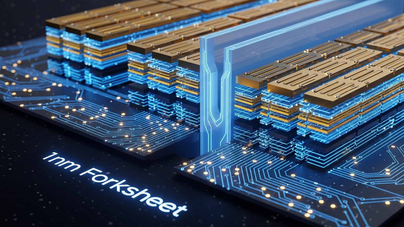 Samsung to Unveil 1nm Process in UK by 2031 with Fork Sheet Tech 1 A diagram of Samsung's 1nm process, showcasing the fork sheet technology and its potential to pack more transistors within the same chip area, leading to significant improvements in performance and efficiency in the UK semiconductor market