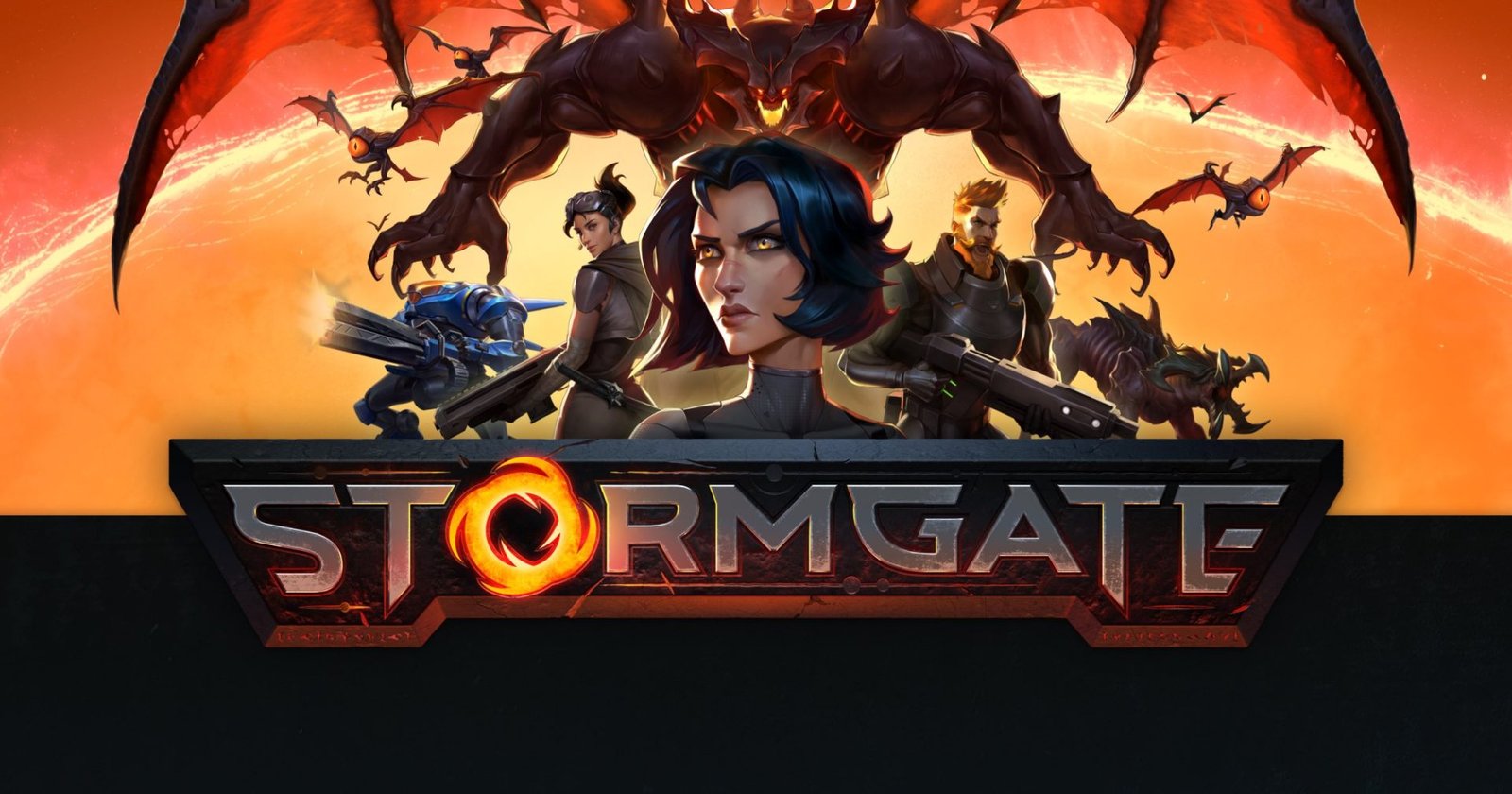 Stormgate Loses Online Multiplayer in the UK due to AI Acquisition 1 Stormgate game screenshot with a group of players engaged in an online multiplayer battle, set against a backdrop of a fantasy world with a subtle UK flag in the corner, representing the game's popularity in the UK