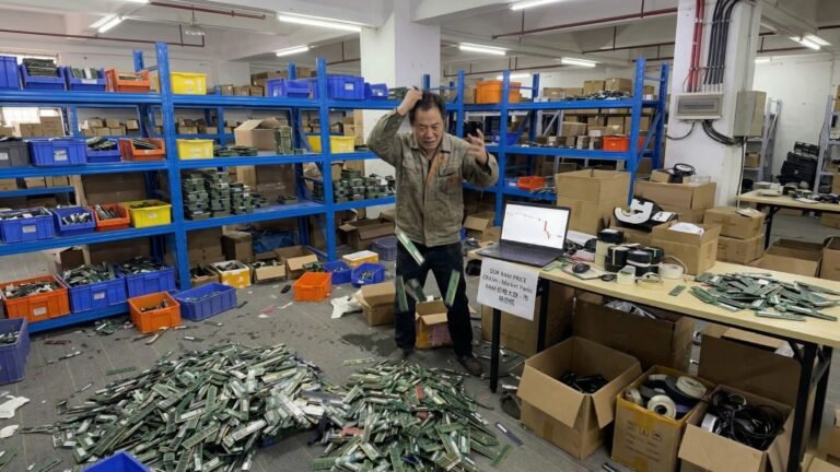 A close-up of a DDR5 RAM module, with a graph in the background showing the rapid price drop. The UK flag is visible in the corner, symbolising the impact on the UK memory industry. The image highlights the primary keyword, DDR RAM, and showcases the current state of the market.