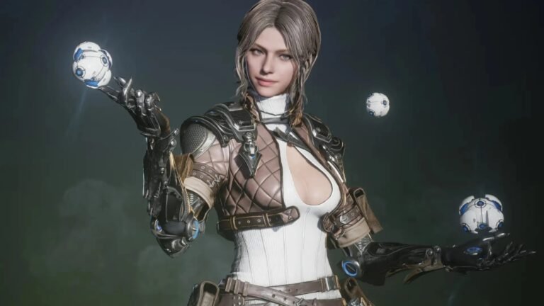 A screenshot of The First Descendent game, showcasing its UE5-powered graphics and looter-shooter gameplay, with a natural and colourful environment, highlighting the primary keyword of Nexon's gaming experience in the UK