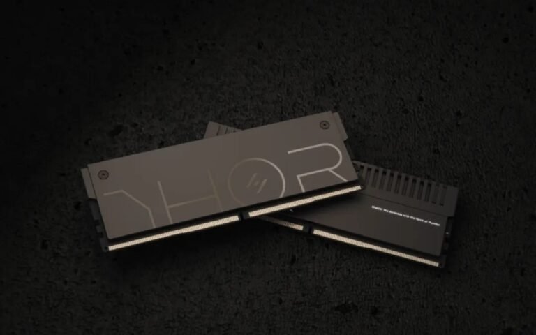 A close-up of a DDR5 RAM module with a UK flag in the background, symbolising the country's unique market trends and pricing for memory and semiconductor products, including RAM kits and other computer hardware components