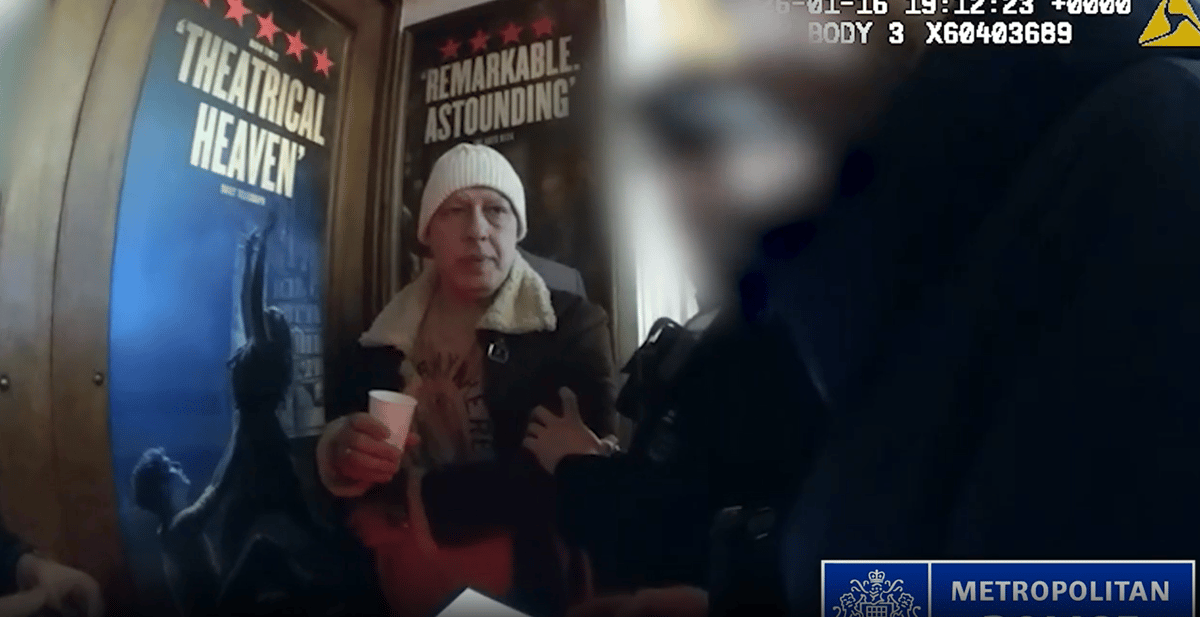 A descriptive image of a person being arrested by the Met Police, with a focus on the primary keyword upskirting, in the context of the Soho incident, where 20 victims were targeted in one night, with the perpetrator being caught and brought to justice