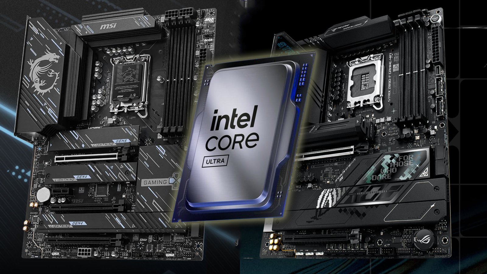 Image of a motherboard with a UK flag, representing the UK tech industry and the latest developments in Arrow Lake Refresh motherboards from MSI and ASUS