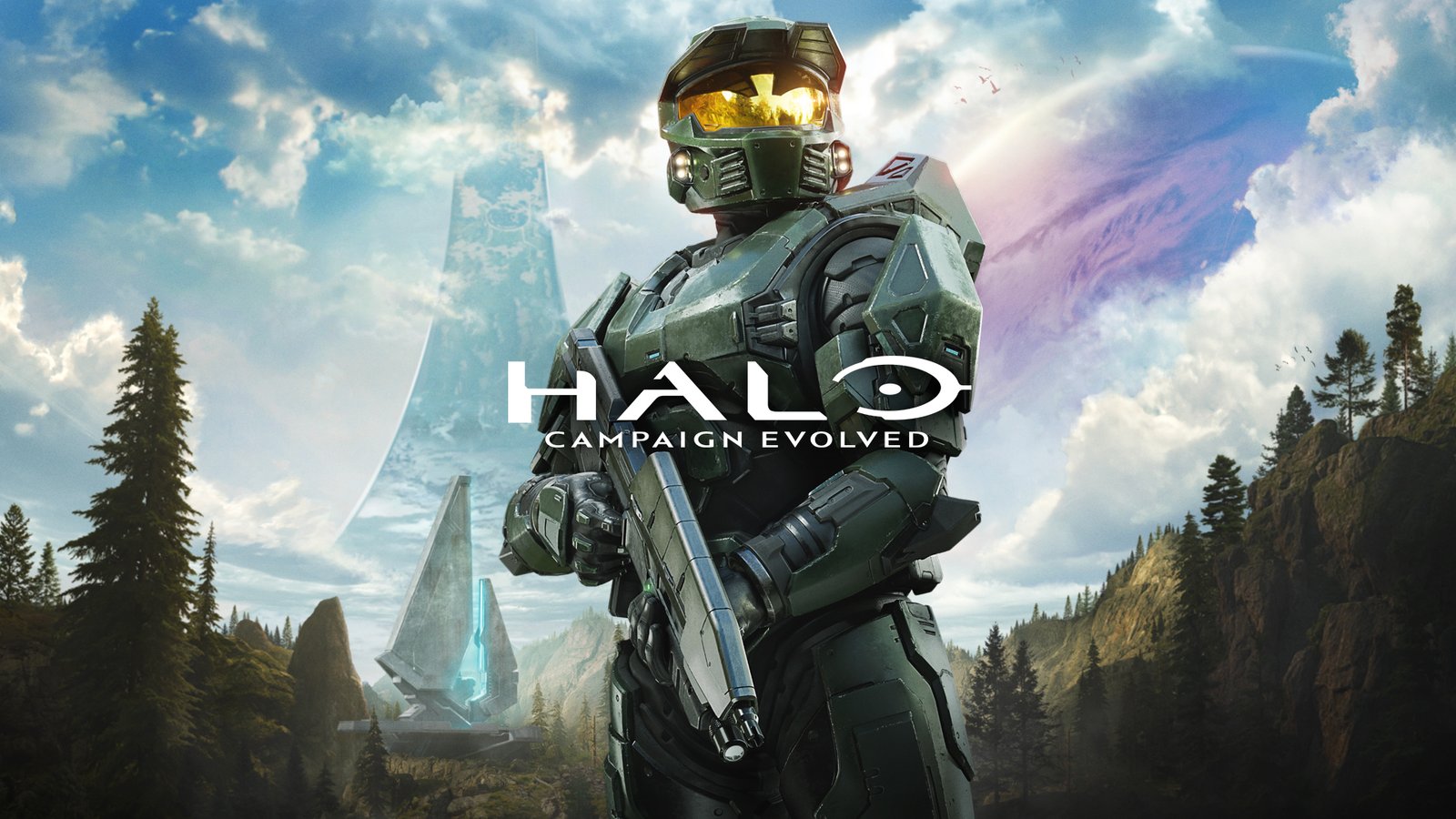 Halo Campaign Evolved gameplay screenshot showing a soldier in combat, with a cityscape in the background, set in the UK, with a release date of July 28