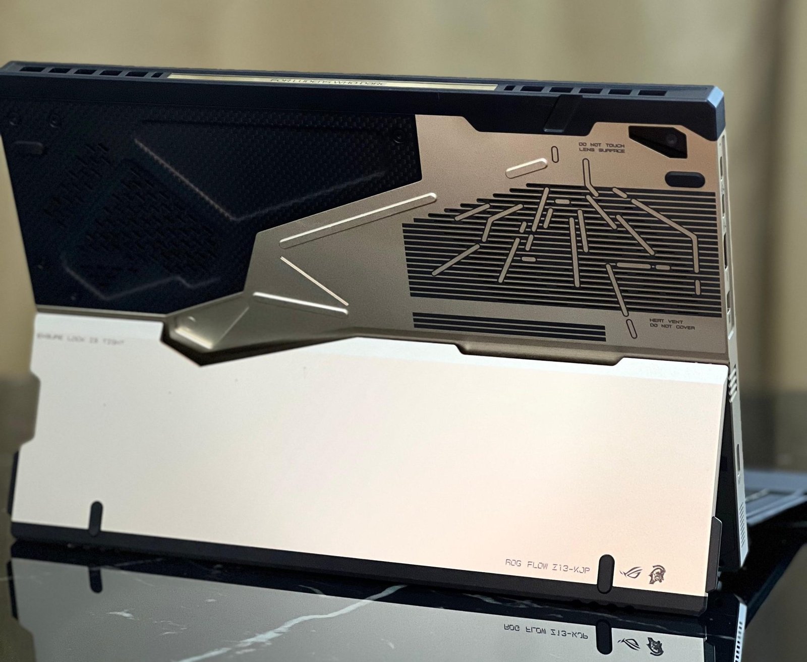 Featured image of the ASUS ROG Flow Z13 Kojima Edition, showcasing its sleek and futuristic design, with a Death Stranding inspired colour scheme and aesthetic, perfect for UK gamers looking for a high-performance gaming device