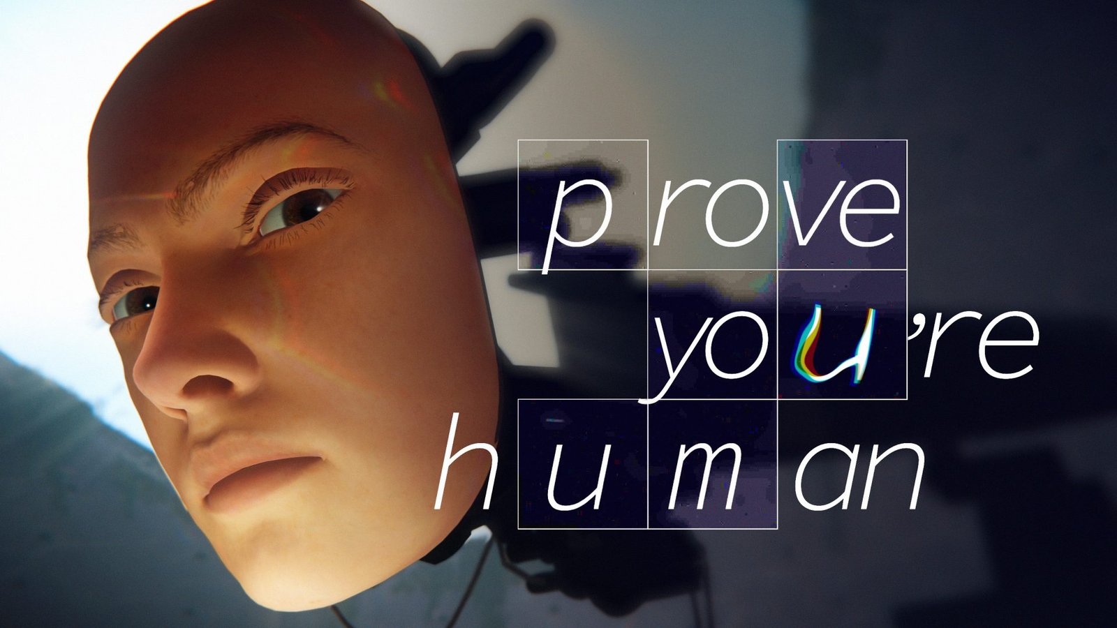 Prove You're Human featured image, a futuristic depiction of a human and an AI, highlighting the blurred lines between human and artificial intelligence in the UK gaming scene