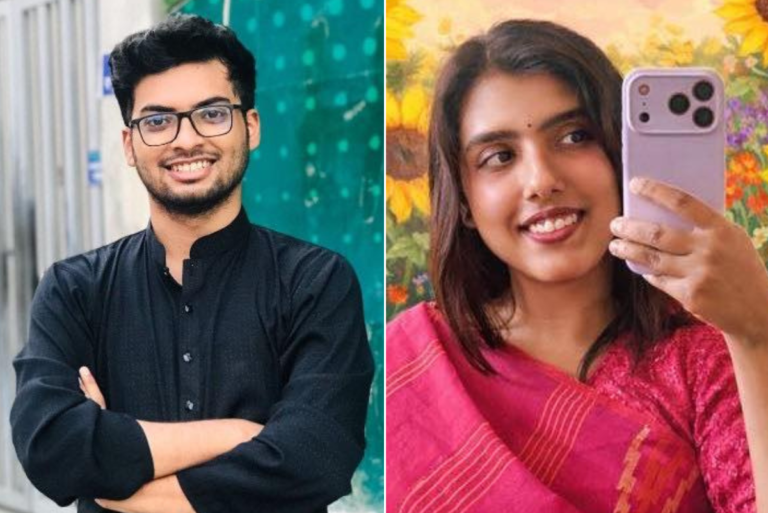 A photo of a police car outside a USF building, with a caption describing the arrest of a roommate in connection with the disappearance of two USF doctoral students, highlighting the importance of student safety and security on campus