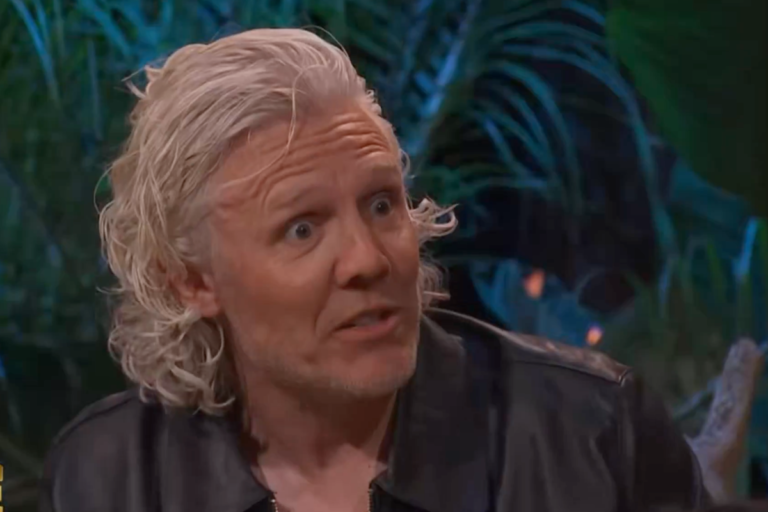 I'm A Celebrity contestants arguing during the live final, with a mix of shocked and disgusted expressions on their faces, highlighting the drama and controversy of the reality TV show