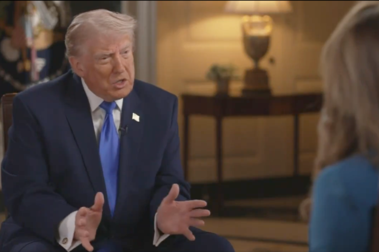 Donald Trump speaking at a podium with a mixed expression, symbolising his unpredictable behaviour and media whiplash, with a focus on the correspondents' dinner shooting