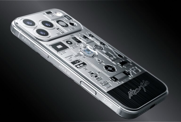 The iPhone 2007 Limited Edition features a unique component from the original iPhone's mainboard, making it a highly collectible device for Apple enthusiasts in the UK, with a sleek design and historic significance