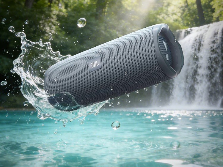 The JBL Flip Essential 3 SE portable Bluetooth speaker, featuring a sleek design and vibrant colour scheme, perfect for outdoor use in the UK, with a primary keyword of portable Bluetooth speakers