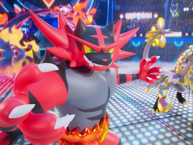 A screenshot of the leaked Pokémon Champions Season 2 Battle Pass, featuring three new Pokémon and their Mega Evolutions, with a UK-themed background and colourful graphics