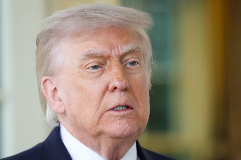 Donald Trump speaking at a press conference, with a concerned expression on his face, as experts analyse his behaviour and mental health in the wake of Iran threats and Pope attack