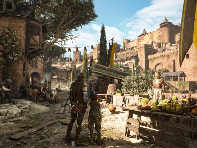 A Plague Tale: Requiem featured image, showing Amicia and Hugo navigating a dangerous, medieval landscape filled with colour and detail, with a primary focus on the action-adventure genre