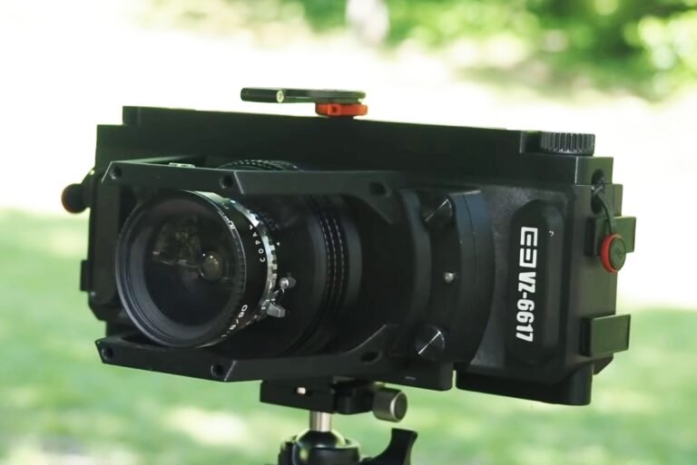 A medium format camera with interchangeable lenses, capable of capturing stunning images in various formats, including square and panoramic shots, with a primary focus on medium format cameras