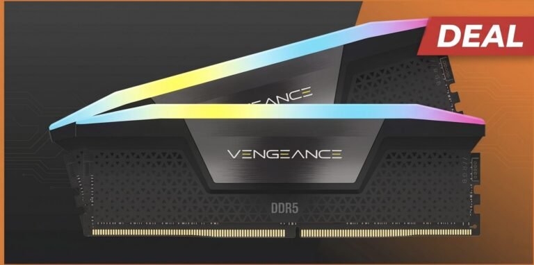 Corsair Vengeance RGB DDR5 32GB kit with stunning RGB lighting, perfect for gaming and content creation in the UK, featuring 6400MHz speed and 32GB capacity