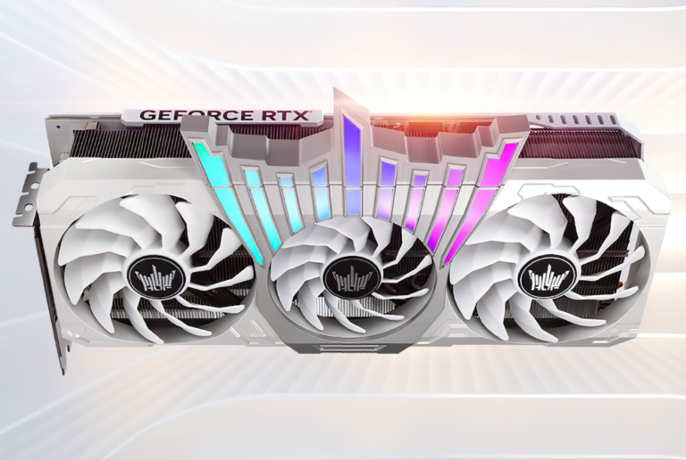 A close-up of a GALAX graphics card, with a focus on the intricate circuitry and colourful components, highlighting the company's commitment to delivering high-performance GPUs to the UK market