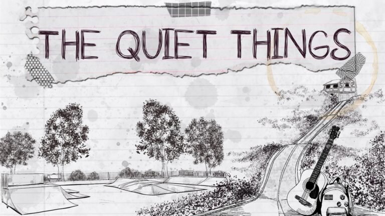 A screenshot from The Quiet Things, a first-person narrative game about trauma and child abuse, with a blurred background and a person in the foreground, symbolizing the importance of sharing sensitive stories in the UK gaming industry