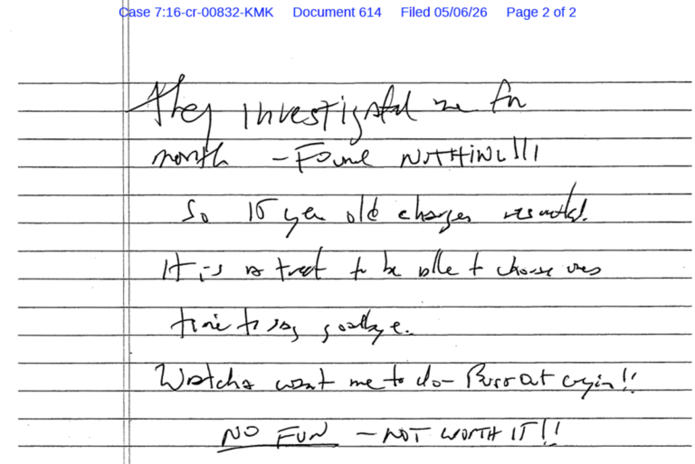 A photo of Jeffrey Epstein with a caption describing the release of his alleged suicide note by a federal judge, highlighting the ongoing investigation into his death and the significance of the note as evidence