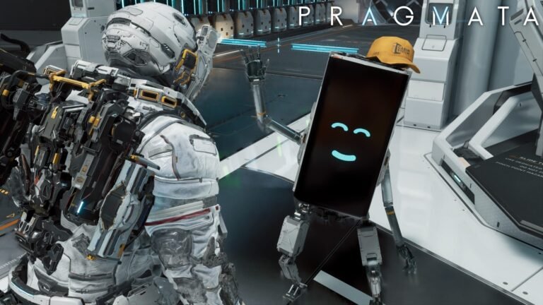 A screenshot of the Mr Cabin Stamp Card in PRAGMATA, showing the various rewards available, including cosmetic 3D models and gameplay enhancements, with a description of the primary keyword phrase, PRAGMATA UK rewards