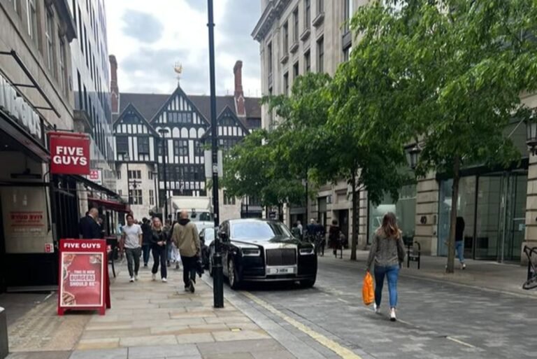 A car collided with pedestrians in central London, resulting in a chaotic scene and a driver being arrested on suspicion of attempted murder, highlighting the importance of road safety and pedestrian safety in the city