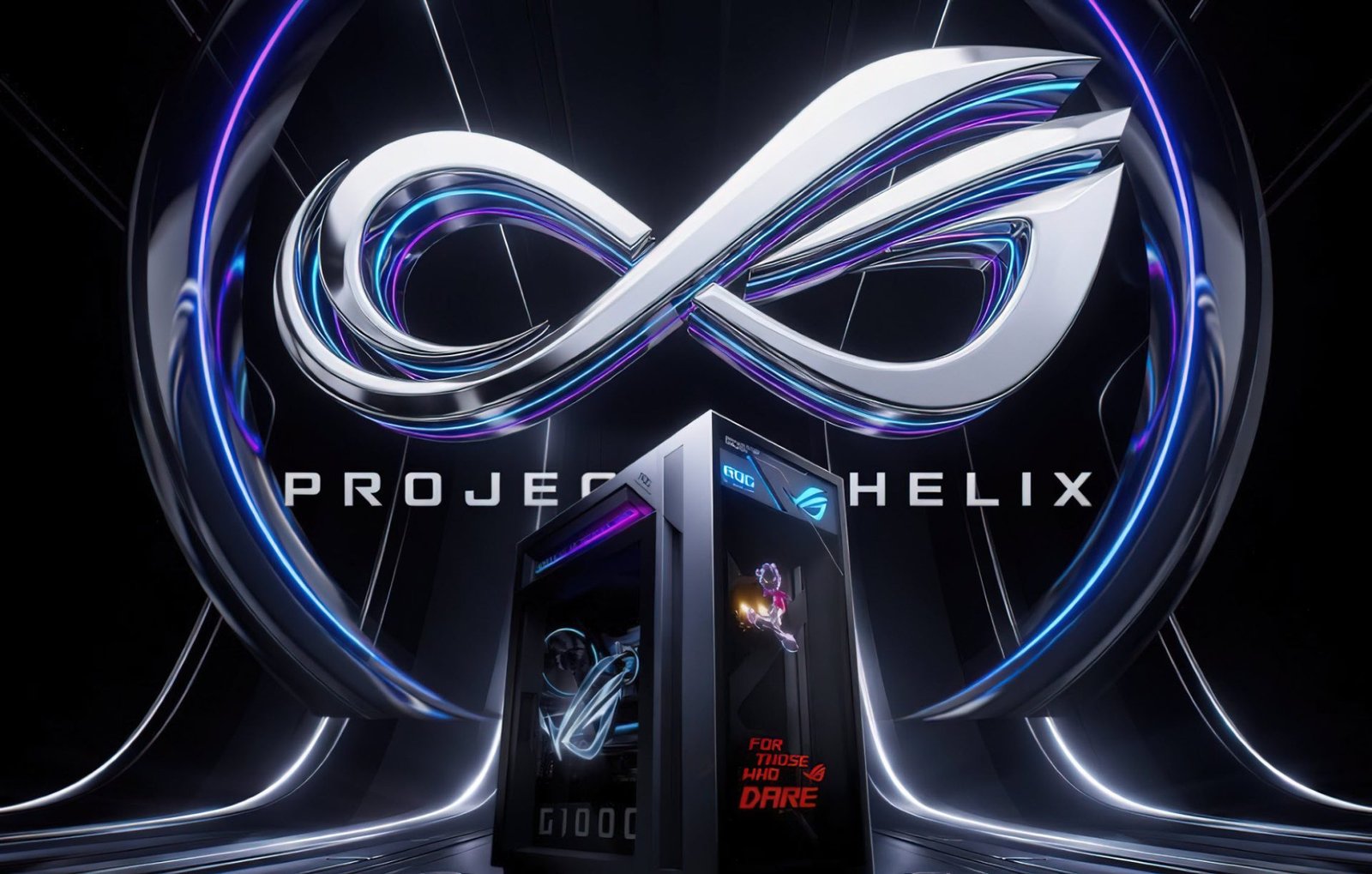 A descriptive image of a custom Project Helix machine, featuring a sleek design and advanced hardware, with a focus on the UK gaming community and the latest innovations in AI technology