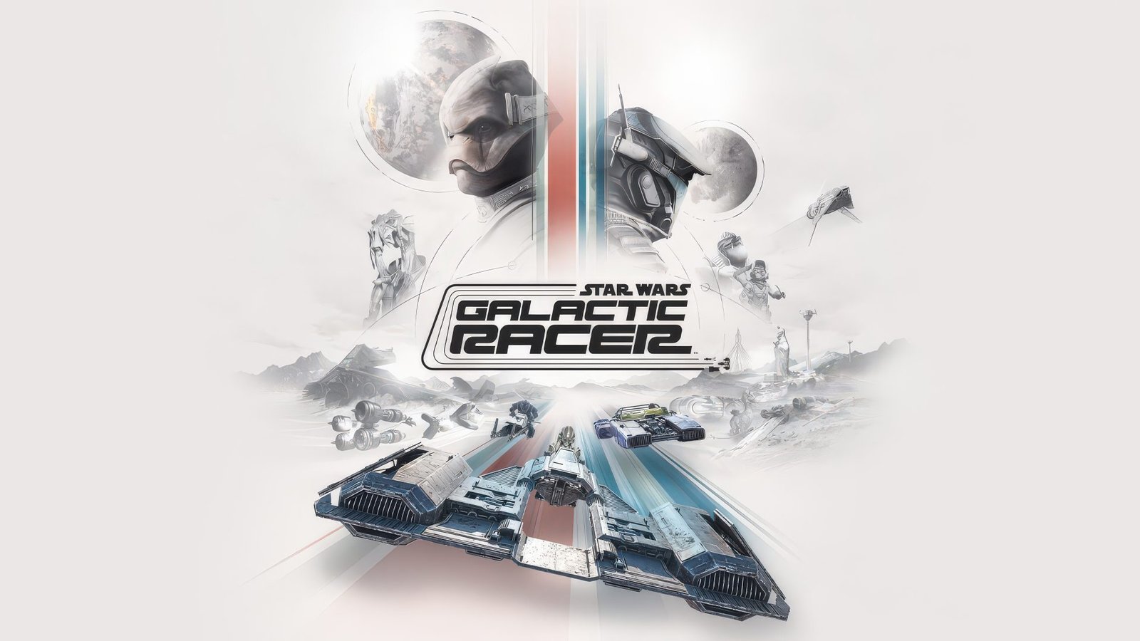 Star Wars Galactic Racer game featured image with speeder bikes racing through a desert planet, showcasing the game's stunning visuals and immersive gameplay, with a focus on the UK release date and pre-order details