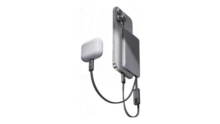 The TORRAS AirVolt powerbank features a sleek design with two attached braided USB-C cables, providing a convenient and efficient way to charge your devices on the go, with a high capacity of 10,000mAh to deliver multiple full charges, making it an ideal solution for busy individuals in the UK who need a reliable power source