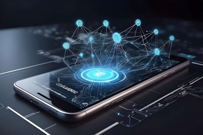 A close-up of a custom smartphone processor, with a UK cityscape in the background, symbolising the future of smartphones in the UK, with AI-powered devices and real-time data collection, as OpenAI, Qualcomm, and MediaTek collaborate to develop innovative technology, set to change the colour of the market and behaviour of consumers