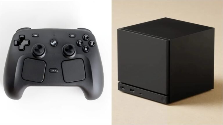 Steam Controller in action, with a UK gamer playing a Steam game, showcasing the controller's features and design, with a focus on the primary keyword Steam Controller