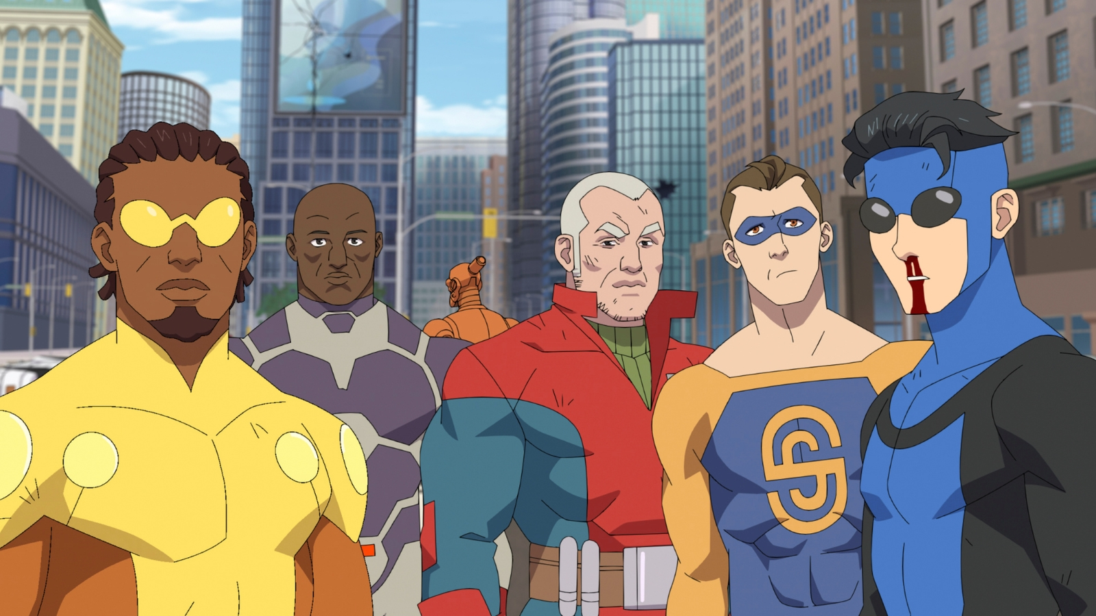 Invincible season 4 teaser image featuring Mark Grayson and the rest of the Earthlings preparing for battle against the Viltrumites, Sequids and demons from Hell. The image shows a dark and gritty tone, with a focus on the superhero team’s determination to protect their planet.