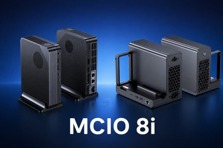 The GPD Box Mini and G2 eGPU with MCIO 8i connector, enabling seamless performance and unparalleled graphics quality for UK gamers, with a focus on external GPUs and RTX 4090 setups