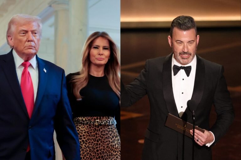 Donald Trump and Melania Trump stand together, with a serious expression, as they call for ABC to take action against Jimmy Kimmel's joke, which has sparked outrage and controversy, with many calling for the comedian to be sacked, and highlighting the importance of considering the impact of our words on others