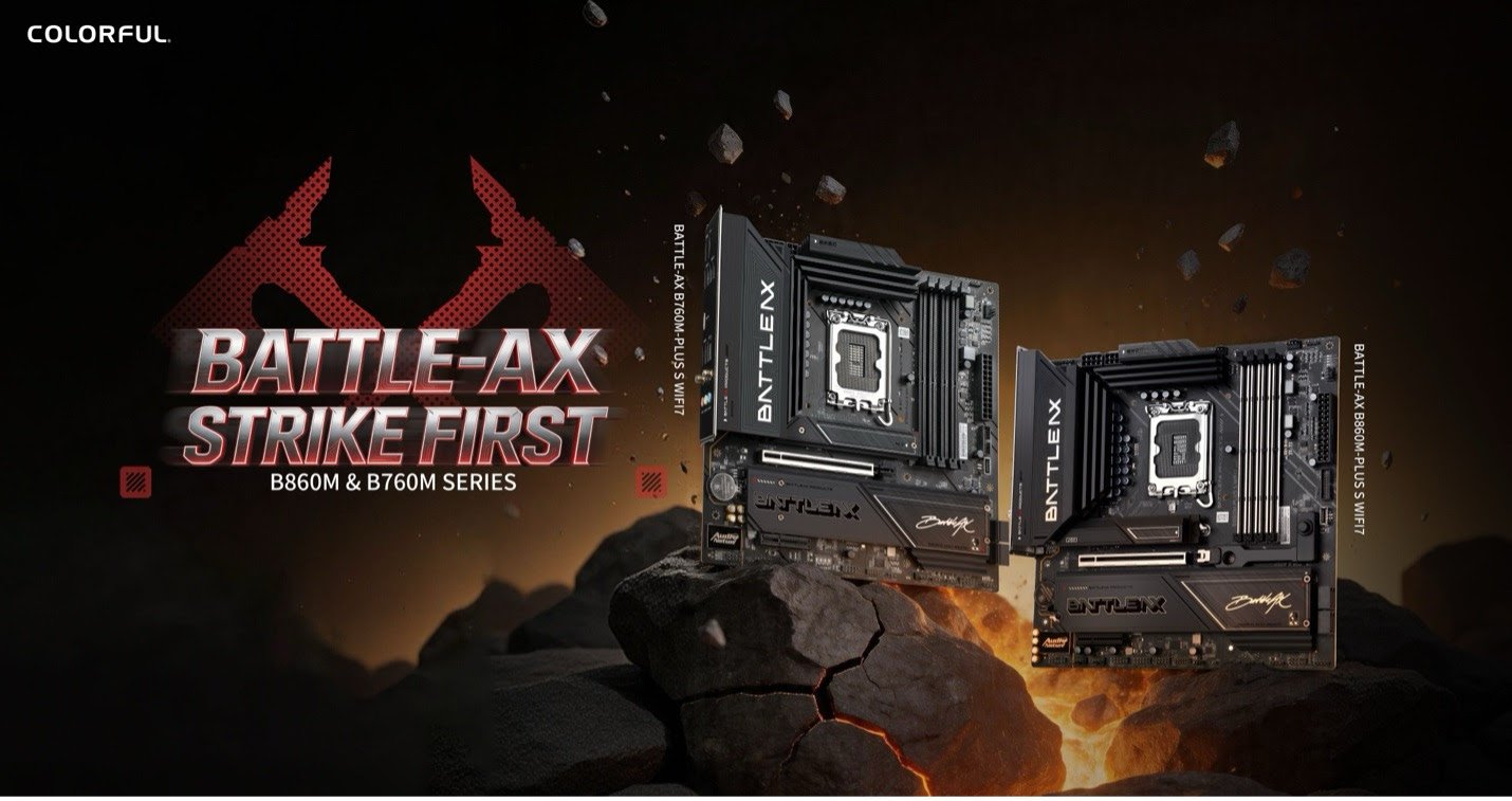 Colorful Battle-AX motherboards with WiFi 7 and PCIe Gen 5.0 support, designed for UK gamers and enthusiasts, featuring the LGA 1851 and LGA 1700 sockets for Intel processors, providing a cost-effective solution for upgrading systems