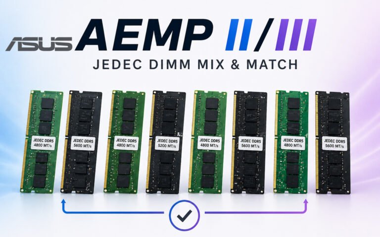 A close-up of a computer motherboard with DDR5 memory slots, showcasing the mixing and matching of different spec modules on Intel Z890 and B860, with a focus on the ASUS BIOS solution that enables this innovative approach to system configuration and optimization, highlighting the benefits of customized performance and cost-effectiveness in the UK market