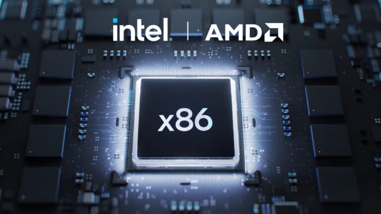 Image of a CPU with a matrix acceleration architecture, representing the collaboration between Intel and AMD to enhance AI performance in the UK, with a focus on AI Compute Extensions and x86 architecture