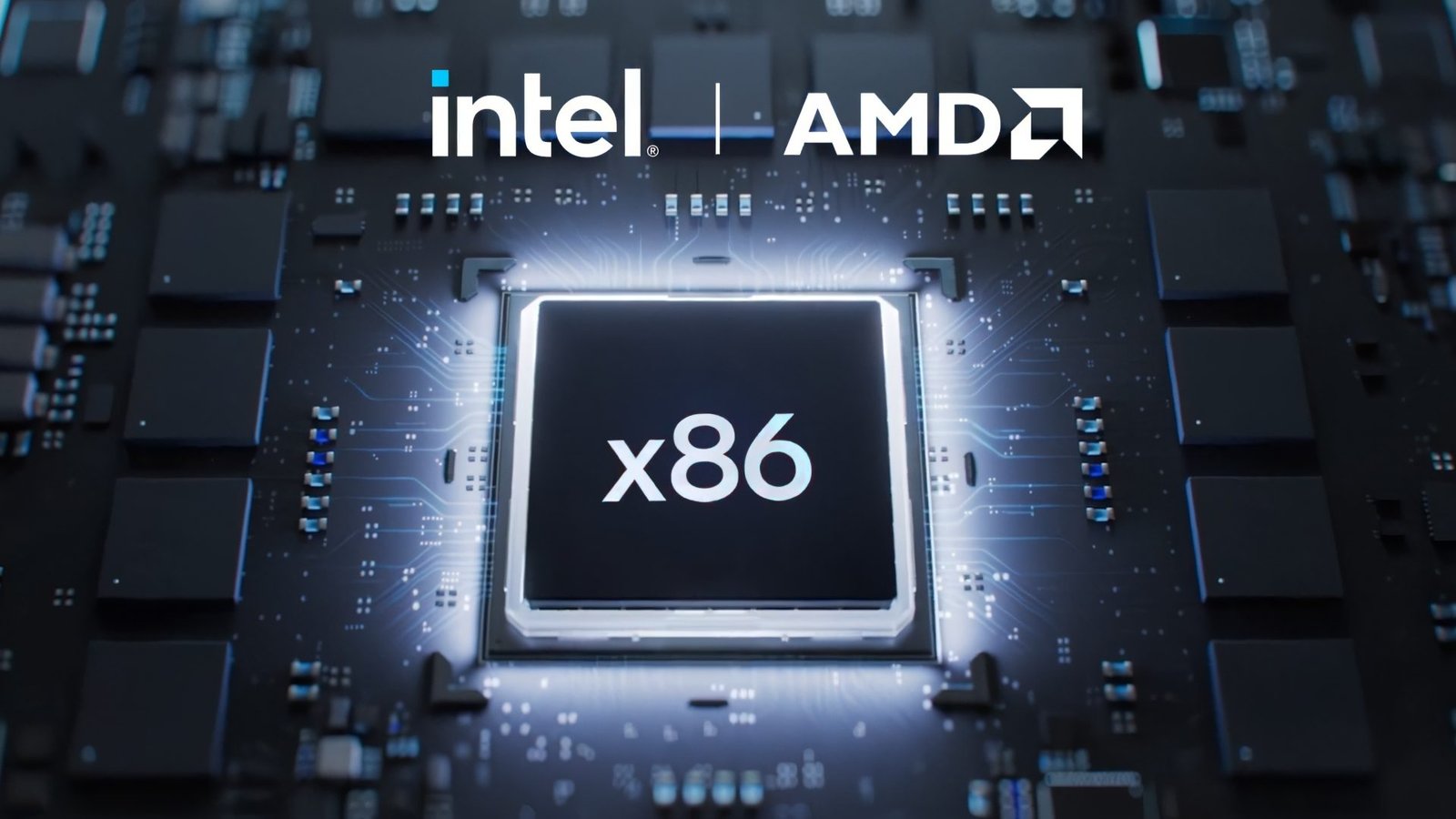 Image of a CPU with a matrix acceleration architecture, representing the collaboration between Intel and AMD to enhance AI performance in the UK, with a focus on AI Compute Extensions and x86 architecture
