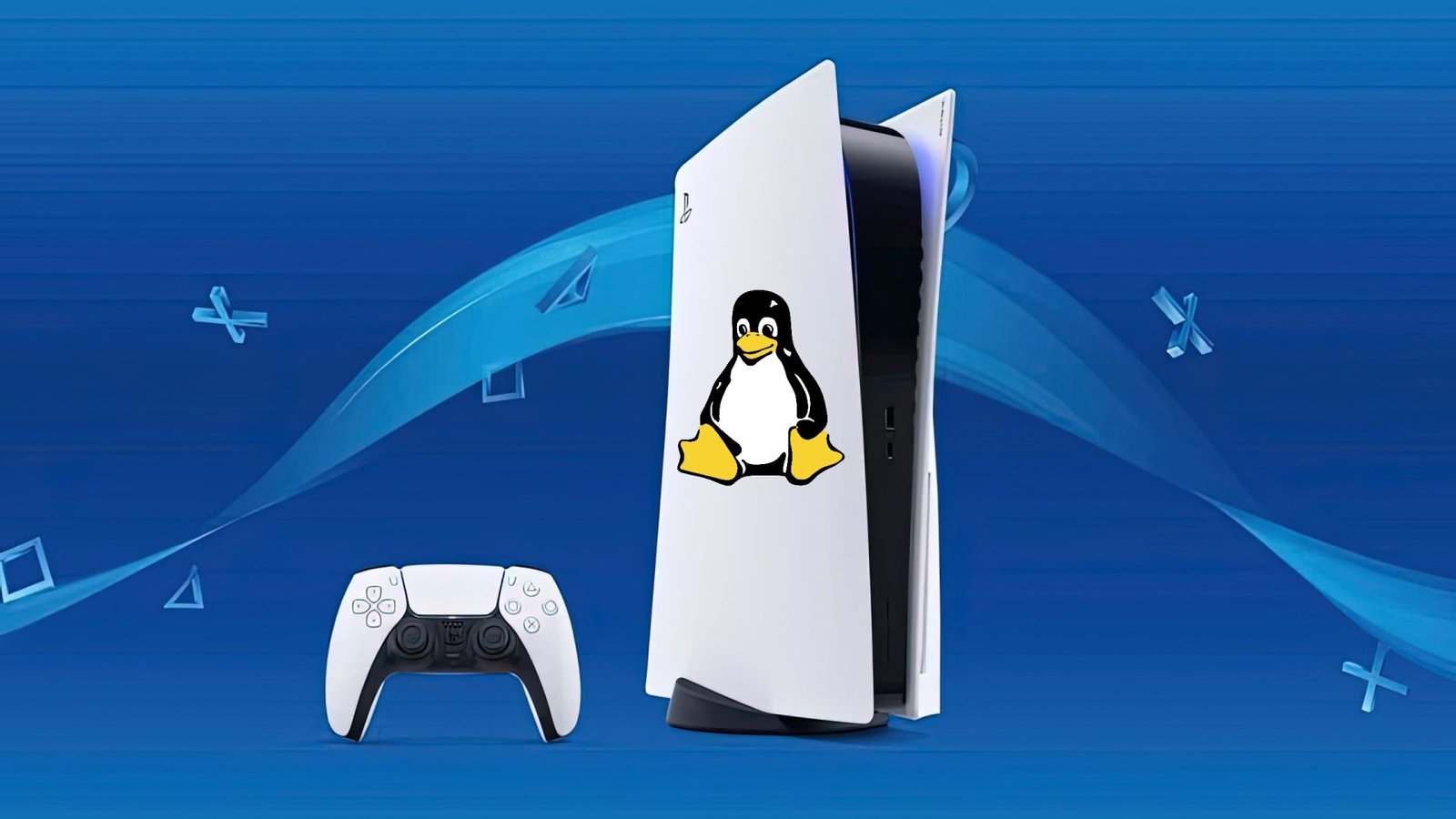 A PlayStation 5 console with a Linux operating system, showcasing the console's new capabilities and enhanced gaming experience, with a UK gamer in the background, highlighting the significance of this development in the UK gaming scene
