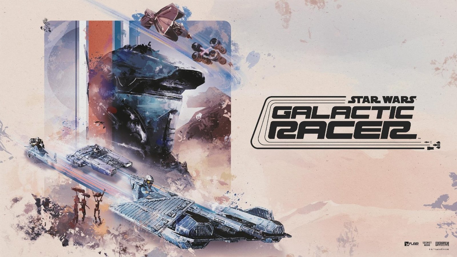 Star Wars Galactic Racer featured image, showcasing a pod racer in action, with a stunning background of the Star Wars galaxy, highlighting the game's fast-paced gameplay and immersive environments, with a focus on the iconic pod racers and the UK gaming community