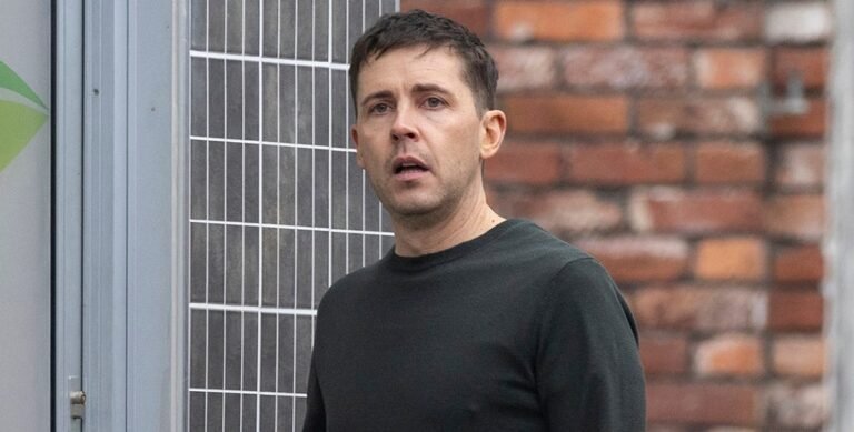 Todd Grimshaw looking distraught after the Theo ordeal, a dramatic and traumatic experience for the Coronation Street character, as he struggles to come to terms with his past and navigate the road to recovery
